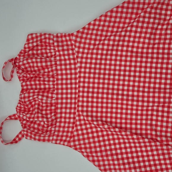 Red Plus Size Gingham Fit and Flare Dress - Picture 15 of 16